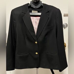 Appleseed's Classic Black Wool Blazer with Gold Accents